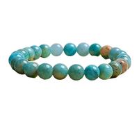 LKBEADS natural amazonite gemstone 8mm|round shape smooth cut stone |8 inch|blue color stone |harmony stretch bracelet | truth wristband | handmade jewelry | LK_WOSB_00011LK_WOSB_00011