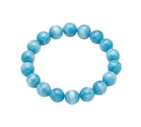 LKBEADS Natural Amazonite Gemstone Bracelet 14mm Smooth Round Beads 7 Inch Stretch Elastic Handmade Polished Crystal Jewelry Blue Stone Natural Mineral |LK_1B_00156