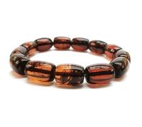 LKBEADS Natural Amber 14x10mm Smooth Cut Beads Gemstone Stretch Bracelet Tube Shape Stone Red Color 7 Inch Stretchable Wristband For Unisex Healing Meditation Prosperity Gift & Luck |L_STBC_00291_7