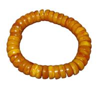 LKBEADS Natural amber gemstone 12mm stretch bracelet | 8 inch | yellow color, tyre shape, smooth cut, stone | handmade jewelry |healing wristband | astology jewellery |LK_ESC_00082