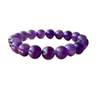 LKBEADS natural amethyst gemstone 8mm|round shape smooth cut stone |7.5 inch|purple color stone |energy stretch bracelet | healing wristband | handmade jewelry | LK_WOSB_00080LK_WOSB_00080
