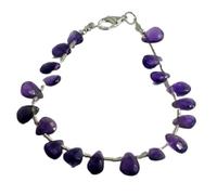 LKBEADS Natural amethyst gemstone 8x6-9x6 mm stacking bracelet | 7 inch | purple color, pear shape, faceted cut, stone | with silver plated clasp | handmade jewellry |LK_ESK_00095