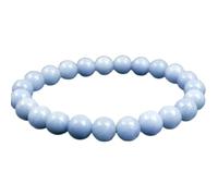LKBEADS Natural Angelite Gemstone 8 mm | Round Shape, Smooth Cut Stone | 7 Inch | Blue Color Gem | dhan yog stretch bracelet | success wristband | handmade jewelry |LK_BRC_02653