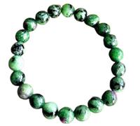 LKBEADS Natural Anyolite Gemstone 8 mm | Round Shape, Smooth Cut Stone | 7 Inch | Green Color Gem | dhan yog stretch bracelet | success wristband | handmade jewelry |LK_BRC_02460