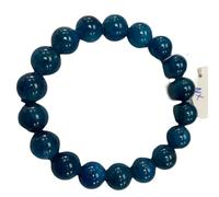 LKBEADS Natural Apatite Gemstone 12 mm | Round Shape, Smooth Cut Stone | 7 Inch | Blue Color Gem | dhan yog stretch bracelet | success wristband | handmade jewelry |LK_BRC_02925