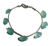 LKBEADS Natural aqua calcite gemstone 12x8-14x10 mm stacking bracelet | 7 inch | blue color, trillon shape, faceted cut, stone | with silver plated clasp | handmade jewellry |LK_ESK_00070