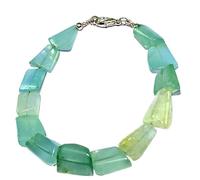 LKBEADS Natural aquamarine gemstone 14x11mm stacking bracelet | 7 inch | blue color, fancy shape, smooth cut, stone | with silver plated clasp | handmade jewellry |LK_ESK_00331