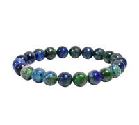 LKBEADS Natural Azurite Malachite Gemstone 6 mm | Round Shape, Smooth Cut Stone | 7 Inch | Multi Color Gem | dhan yog stretch bracelet | success wristband | handmade jewelry |LK_BRC_03013