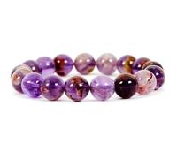 LKBEADS Natural Bi-Color Amethyst 10mm Smooth Cut Beads Gemstone Stretch Bracelet Round Shape Stone Multi Color 7 Inch Stretchable Wristband For Unisex Healing Meditation Gift & Luck |L_STBC_00320_7