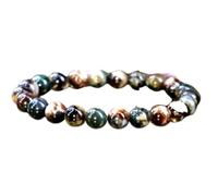 LKBEADS Natural Biotite Gemstone 8 mm | Round Shape, Smooth Cut Stone | 7 Inch | Multi Color Gem | dhan yog stretch bracelet | success wristband | handmade jewelry |LK_BRC_02393