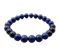 LKBEADS Natural Black Onyx & Tiger Eye Gemstone 8 mm | Round Shape, Smooth Cut Stone | 7 Inch | Blue & Black Color Gem | dhan yog stretch bracelet | success wristband | handmade jewelry |LK_BRC_03453