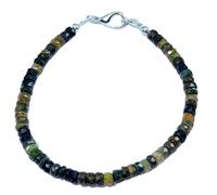 LKBEADS Natural black opal gemstone 4mm stacking bracelet | 7 inch | multi color, tyre shape, faceted cut, stone | with silver plated clasp | handmade jewellry |LK_ESK_00317