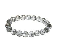 LKBEADS natural black phantom quartz gemstone 8mm|round shape smooth cut stone |6.5 inch|white color stone |energy stretch bracelet | healing wristband | handmade jewelry | LK_WOSB_00380LK_WOSB_00380