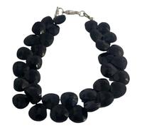 LKBEADS Natural black tourmaline gemstone 9x9-8x8 mm stacking bracelet | 7 inch | black color, pear shape, faceted cut, stone | with silver plated clasp | handmade jewellry |LK_ESK_00082