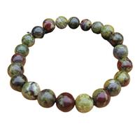 LKBEADS Natural Bloodstone Gemstone 6 mm | Round Shape, Smooth Cut Stone | 7 Inch | Green Color Gem | dhan yog stretch bracelet | success wristband | handmade jewelry |LK_BRC_02759
