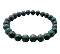 LKBEADS Natural Bloodstone Gemstone 8 mm | Round Shape, Smooth Cut Stone | 7 Inch | Green Color Gem | dhan yog stretch bracelet | success wristband | handmade jewelry |LK_BRC_03217