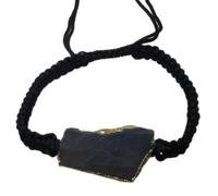 LKBEADS Natural Blue Labradorite Thread Bracelet |LK_STHB_0553 | Fancy Shape Gemstone Rough Cut Stone 7 Inch Adjustable Unisex Wristband Handmade Jewelry