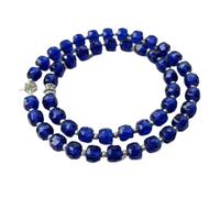 LKBEADS Natural Blue Sapphire Quartz Bead Necklace Box Shape Blue Color Neck Accessory 8mm|Necklace 17 Inch Handmade Healing Crystal Beads Jewellery |LKSLF_NCK_00412