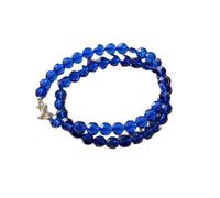 LKBEADS Natural Blue Sapphire Quartz Bead Necklace Coin Shape Blue Color Neck Accessory 8mm|Necklace 17 Inch Handmade Healing Crystal Beads Jewellery |LKSLF_NCK_00439