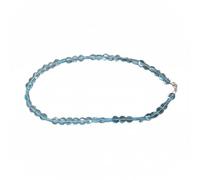LKBEADS Natural Blue Topaz Bead Necklace Coin Shape Blue Color Neck Accessory 8mm|Necklace 17 Inch Handmade Healing Crystal Beads Jewellery |LKSLF_NCK_00455