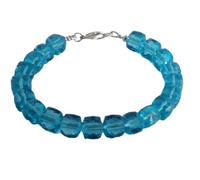 LKBEADS Natural blue topaz gemstone 9x9-8x8 mm stacking bracelet | 7 inch | blue color, square shape, faceted cut, stone | with silver plated clasp | handmade jewellry |LK_ESK_00119