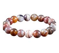 LKBEADS Natural Botswana Agate Gemstone 6 mm | Round Shape, Smooth Cut Stone | 7 Inch | Multi Color Gem | dhan yog stretch bracelet | success wristband | handmade jewelry |LK_BRC_02559