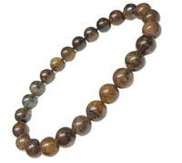 LKBEADS Natural Bronzite Gemstone 6 mm | Round Shape, Smooth Cut Stone | 7 Inch | Brown Color Gem | dhan yog stretch bracelet | success wristband | handmade jewelry |LK_BRC_02605