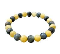 LKBEADS Natural Calcite & Cat'S Eye Gemstone 8 mm | Round Shape, Smooth Cut Stone | 7 Inch | Green & Yellow Color Gem | dhan yog stretch bracelet | success wristband | handmade jewelry |LK_BRC_03350