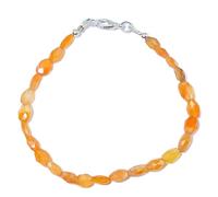 LKBEADS Natural carnelian gemstone 6.5x5mm stacking bracelet | 7 inch | yellow color, oval shape, faceted cut, stone | with silver plated clasp | handmade jewellry |LK_ESK_00231