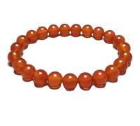 LKBEADS Natural Carnelian Gemstone 6 mm | Round Shape, Smooth Cut Stone | 7 Inch | Orange Color Gem | dhan yog stretch bracelet | success wristband | handmade jewelry |LK_BRC_02889