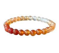 LKBEADS natural carnelian gemstone 6mm|round shape smooth cut stone |6.5 inch|orange & white color stone |energy stretch bracelet | courage wristband | handmade jewelry | LK_WOSB_00528LK_WOSB_00528