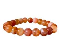 LKBEADS Natural Carnelian Gemstone 8 mm | Round Shape, Smooth Cut Stone | 7 Inch | Orange Color Gem | dhan yog stretch bracelet | success wristband | handmade jewelry |LK_BRC_02448