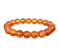 LKBEADS Natural Carnelian Gemstone 8 mm | Round Shape, Smooth Cut Stone | 7 Inch | Orange Color Gem | dhan yog stretch bracelet | success wristband | handmade jewelry |LK_BRC_02699