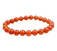 LKBEADS Natural Carnelian Gemstone 8 mm | Round Shape, Smooth Cut Stone | 7 Inch | Orange Color Gem | dhan yog stretch bracelet | success wristband | handmade jewelry |LK_BRC_02645