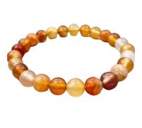 LKBEADS Natural Carnelian Gemstone 8 mm | Round Shape, Smooth Cut Stone | 7 Inch | Orange Color Gem | dhan yog stretch bracelet | success wristband | handmade jewelry |LK_BRC_03502