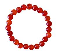 LKBEADS Natural Carnelian Gemstone 8 mm | Round Shape, Smooth Cut Stone | 7 Inch | Red Color Gem | dhan yog stretch bracelet | success wristband | handmade jewelry |LK_BRC_02359
