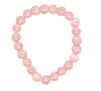 LKBEADS Natural Cats Eye Gemstone 8 mm | Round Shape, Smooth Cut Stone | 7 Inch | Pink Color Gem | dhan yog stretch bracelet | success wristband | handmade jewelry |LK_BRC_02280