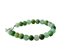 LKBEADS natural chrysoprase 8x8mm gemstone link bracelet round shape smooth cut green color stone 7 inch stacking wristband handmade jewellery for men & women gift |LK_SLNK_00100