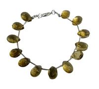 LKBEADS Natural citrine gemstone 13x12mm stacking bracelet | 7 inch | yellow color, tear drop shape, faceted cut, stone | with silver plated clasp | handmade jewellry |LK_ESK_00128