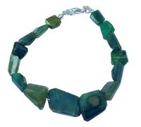 LKBEADS Natural emerald gemstone 20x13-11x9mm stacking bracelet | 7 inch | green color, tumble shape, faceted cut, stone | with silver plated clasp | handmade jewellry |LK_ESK_00298