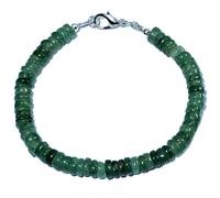 LKBEADS Natural emerald gemstone 6mm stacking bracelet | 7 inch | green color, rondelle shape, smooth cut, stone | with silver plated clasp | handmade jewellry |LK_ESK_00058