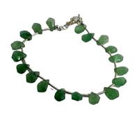 LKBEADS Natural emerald gemstone 8x5-9x6 mm stacking bracelet | 7 inch | green color, pear shape, faceted cut, stone | with silver plated clasp | handmade jewellry |LK_ESK_00092
