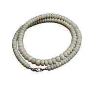 LKBEADS Natural Ethiopian Opal Bead Necklace Rondelle Shape White Color Neck Accessory 6mm|Necklace 17 Inch Handmade Healing Crystal Beads Jewellery |LKSLF_NCK_00301