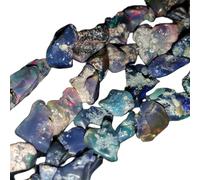 LKBEADS Natural ethiopian opal gemstone 12x8-8x7mm stacking bracelet | 7 inch | multi color, tumble shape, faceted cut, stone | with silver plated clasp | handmade jewellry |LK_ESK_00471