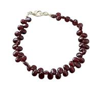 LKBEADS natural garnet 4x4mm gemstone link bracelet drop shape smooth cut red color stone 7 inch stacking wristband handmade jewellery for men & women gift |LK_SLNK_00182