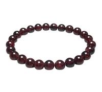 LKBEADS Natural Garnet Gemstone 6 mm | Round Shape, Smooth Cut Stone | 7 Inch | Red Color Gem | dhan yog stretch bracelet | success wristband | handmade jewelry |LK_BRC_02896