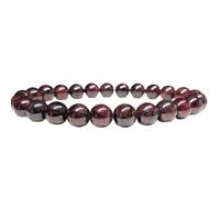 LKBEADS Natural Garnet Gemstone 8 mm | Round Shape, Smooth Cut Stone | 7 Inch | Red Color Gem | dhan yog stretch bracelet | success wristband | handmade jewelry |LK_BRC_02613