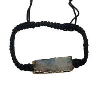 LKBEADS Natural Golden & White Tourmaline Thread Bracelet |LK_STHB_0689 | Rectangle Shape Gemstone Rough Cut Stone 7 Inch Adjustable Unisex Wristband Handmade Jewelry