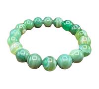 LKBEADS Natural Green Agate Gemstone 10 mm | Round Shape, Smooth Cut Stone | 7 Inch | Green Color Gem | dhan yog stretch bracelet | success wristband | handmade jewelry |LK_BRC_02414