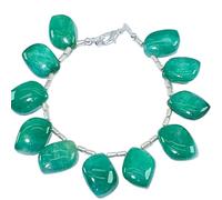 LKBEADS Natural green aventurine gemstone 19x14-18x13mm stacking bracelet | 7 inch | green color, crystal oval shape, smooth cut, stone | with silver plated clasp | handmade |LK_ESK_00329